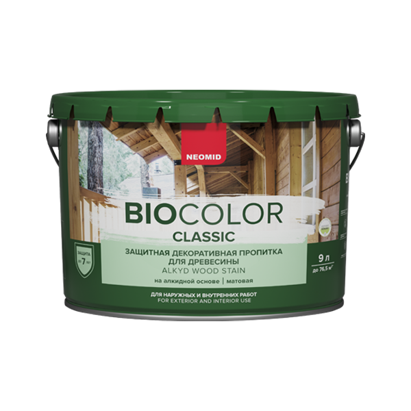 Неомид BIO COLOR CLASSIC Алкидный декоративный деревозащитный состав 9л Неомид BIO COLOR CLASSIC Алкидный декоративный деревозащитный состав 9л