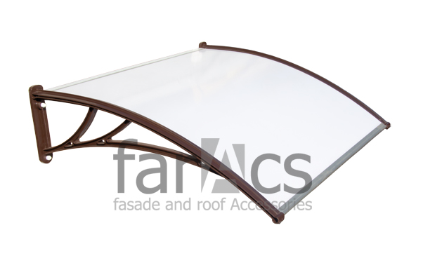 FarAcs Козырек над крыльцом 1500 мм КК-ПБл (кронштейн коричневый - поликарбонат молочный)
