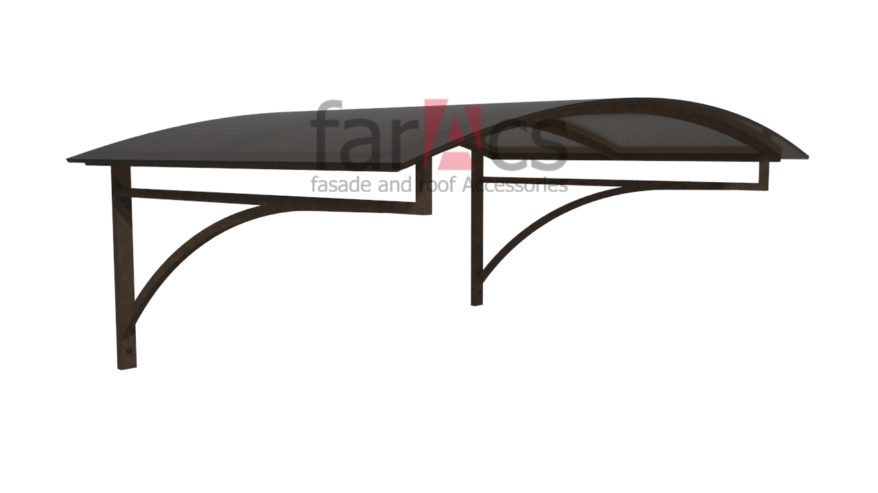 FarAcs Козырек мет. №3 1500х1000 мм МК-ПБ (металл коричневый - поликарбонат бронза)