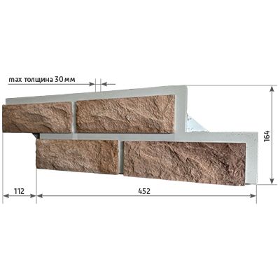 КАНЬОН Фиброцементная панель Сколотый кирпич Сколотый 32 — изображение 2