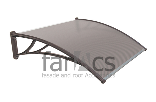 FarAcs Козырек над крыльцом 1200 мм КК-ПП (кронштейн коричневый - поликарбонат прозрасный)