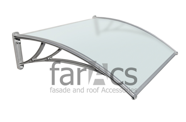 FarAcs Козырек над крыльцом 1500 мм КС-ПБл (кронштейн серебристый - поликарбонат молочный)