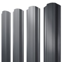 Grand Line Штакетник Прямоугольный фигурный Ре 0,4 мм (Ral 7024) Grand Line Штакетник Прямоугольный фигурный Drap Double 0,45 мм (Ral 7024)