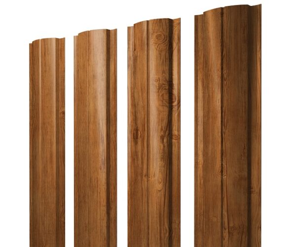 Grand Line Штакетник Полукруглый Slim Print Elite Double 0,45 мм (Golden Wood)