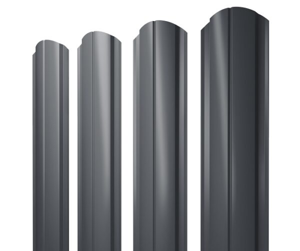 Grand Line Штакетник Полукруглый Slim фигурный Ре двухсторонний 0,45 мм (Ral 7024)