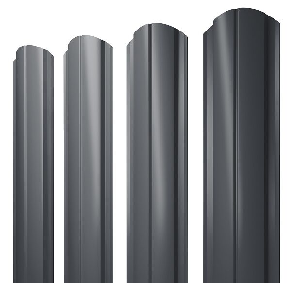 Grand Line Штакетник Полукруглый Slim фигурный Ре двухсторонний 0,45 мм (Ral 7024) Grand Line Штакетник Полукруглый Slim фигурный Ре двухсторонний 0,45 мм (Ral 7024)
