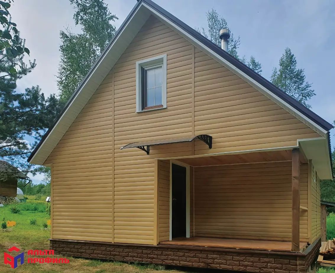 Альта-Профиль Сайдинг Blockhouse Люкс BH-03 двухпереломный малый Каштан — изображение 3