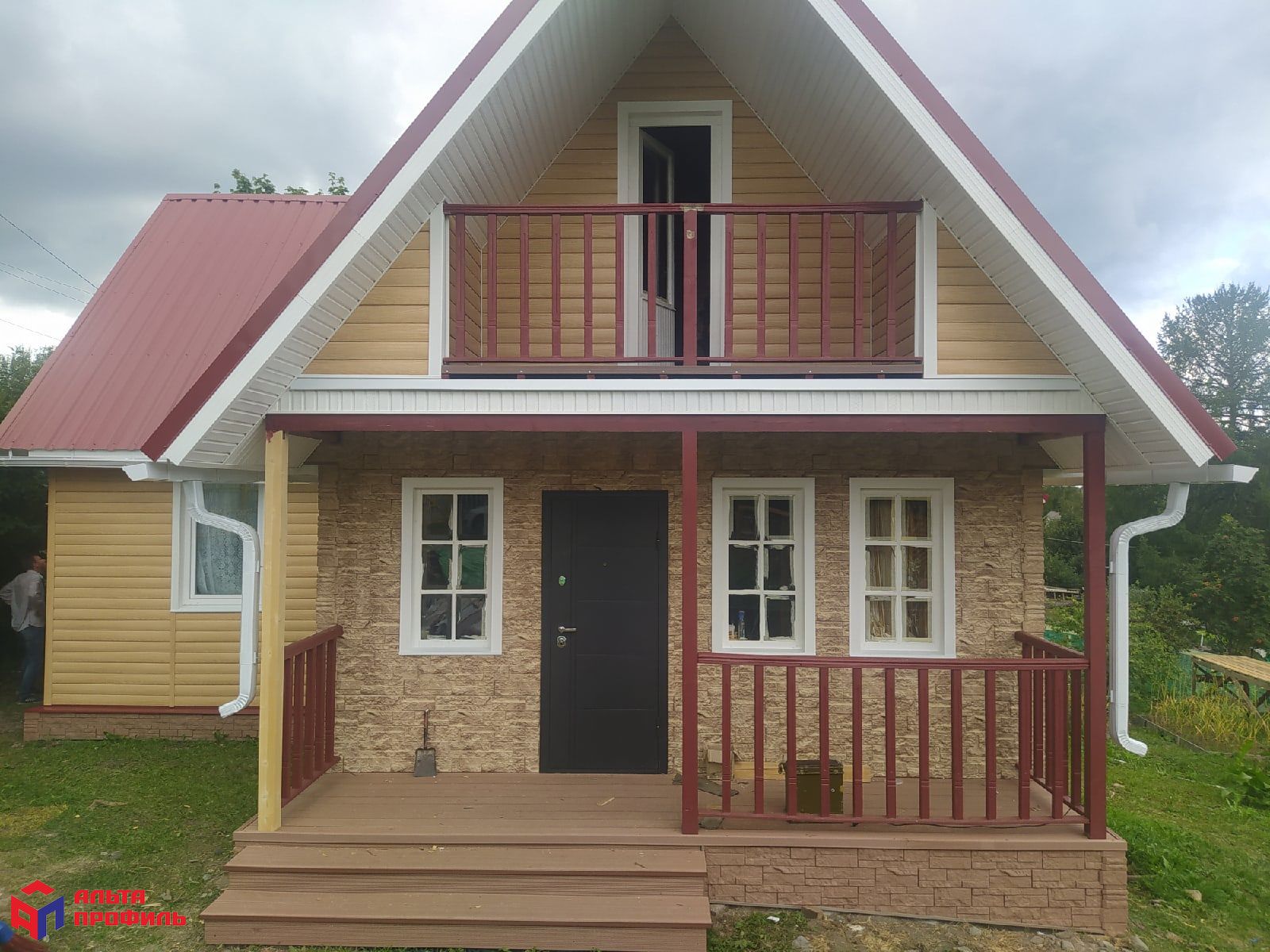 Альта-Профиль Сайдинг Blockhouse Люкс BH-03 двухпереломный малый Каштан — изображение 8