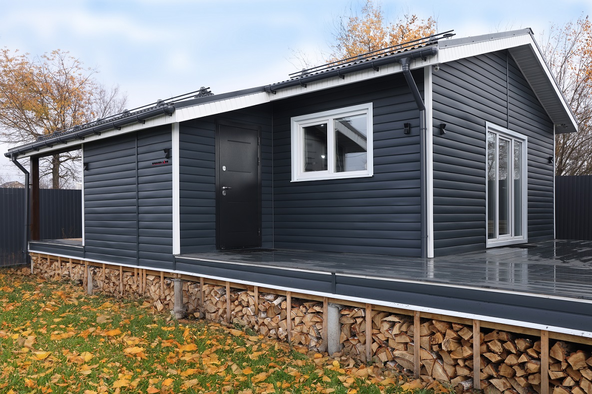 Grand Line Сайдинг D4,8 Блок-хаус Акриловый Графит — изображение 5