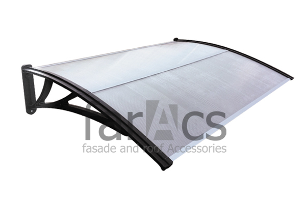 FarAcs Козырек усиленный над крыльцом 1500 мм УКЧ-ПП (кронштейн черный - поликарбонат прозрачный)