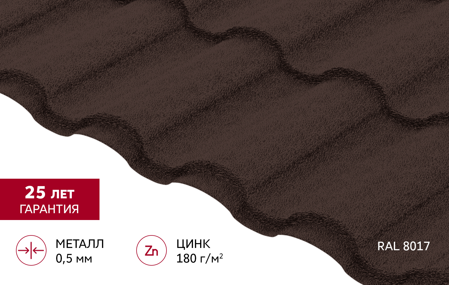 Grand Line Металлочерепица Кредо Rooftop Бархат 0,5 мм Ral 8017 — изображение 3