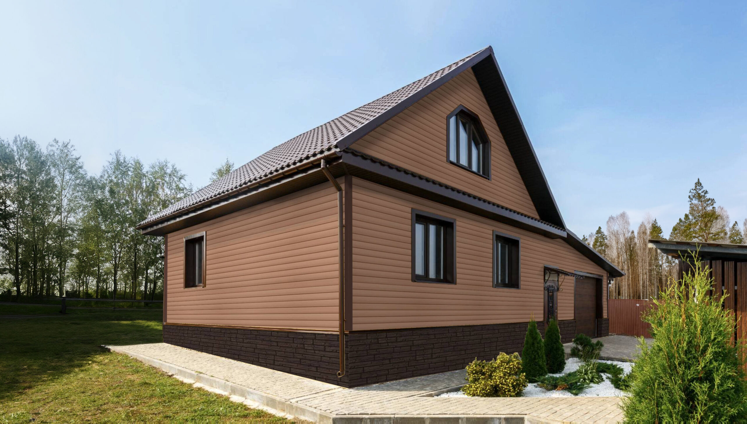 Grand Line Сайдинг D4,8 Блок-хаус Color Plus Темно-бежевый — изображение 4