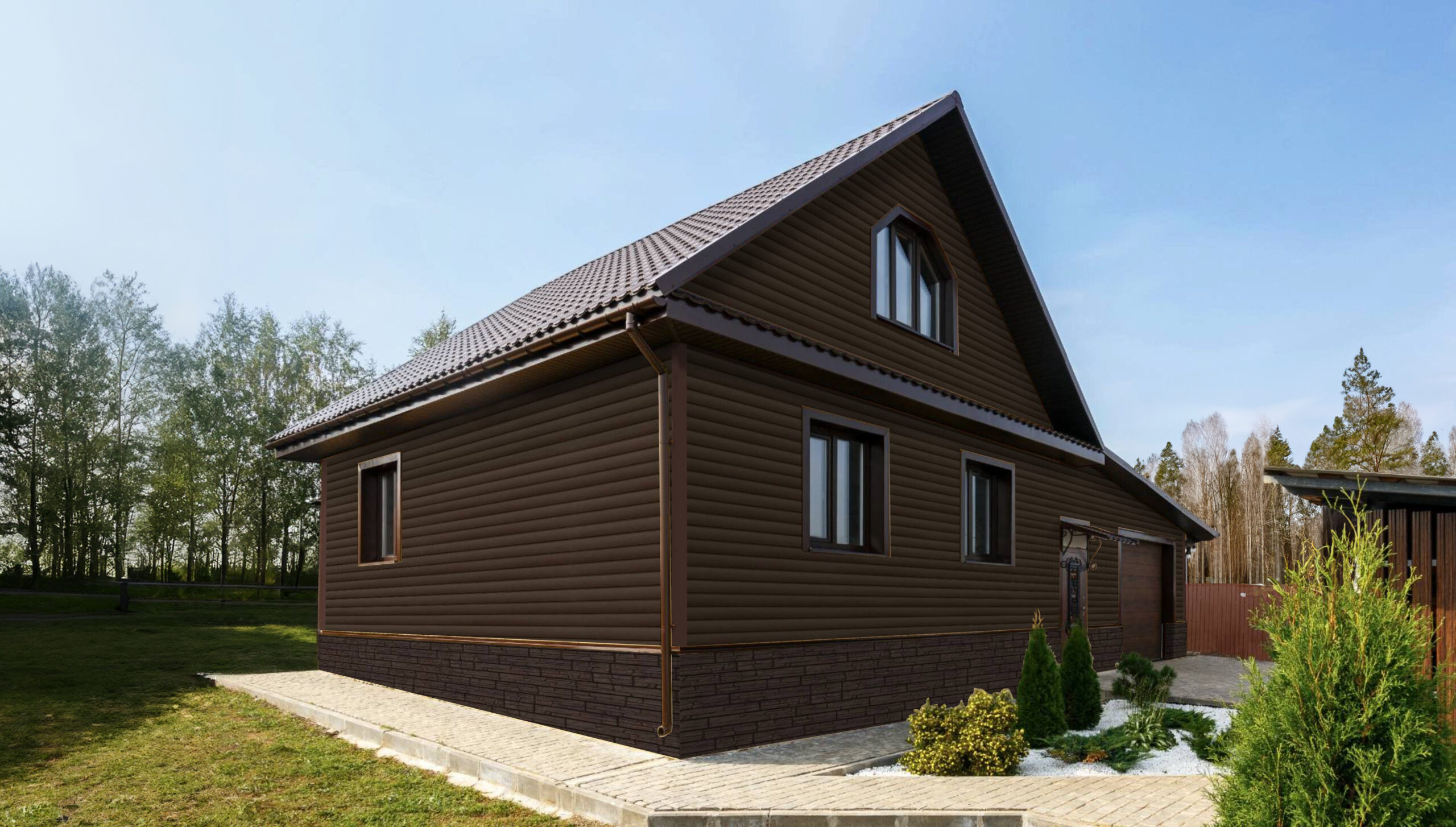 Grand Line Сайдинг D4,8 Блок-хаус Акриловый Темный дуб — изображение 3