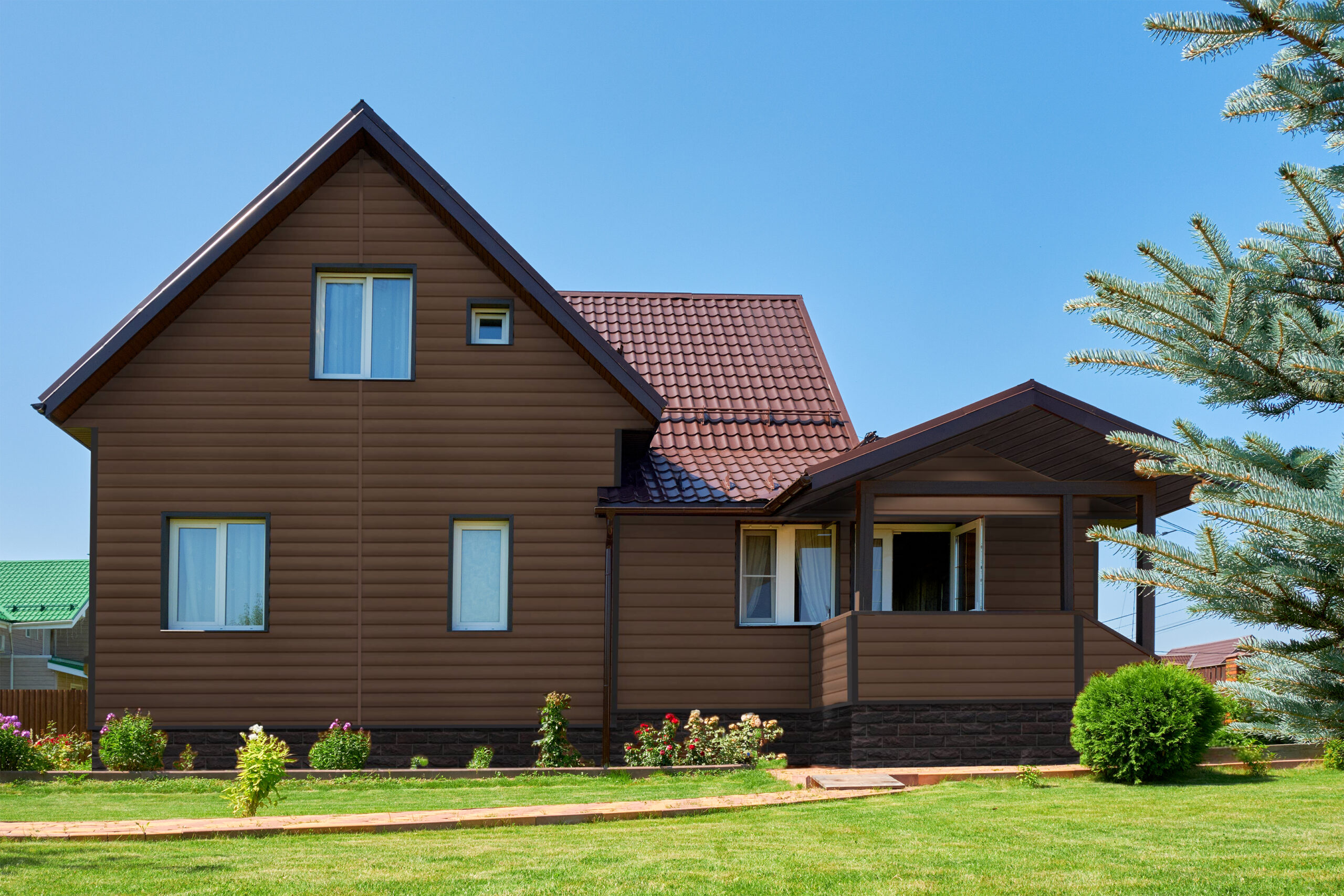 Grand Line Сайдинг D4,8 Блок-хаус Color Plus Темно-бежевый — изображение 3