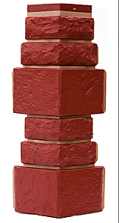 ТЕХОСНАСТКА Внешний угол Дикий камень T- SIDING Красный 3009