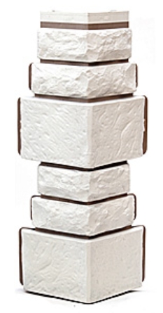 ТЕХОСНАСТКА Внешний угол Дикий камень T- SIDING Белый 1013