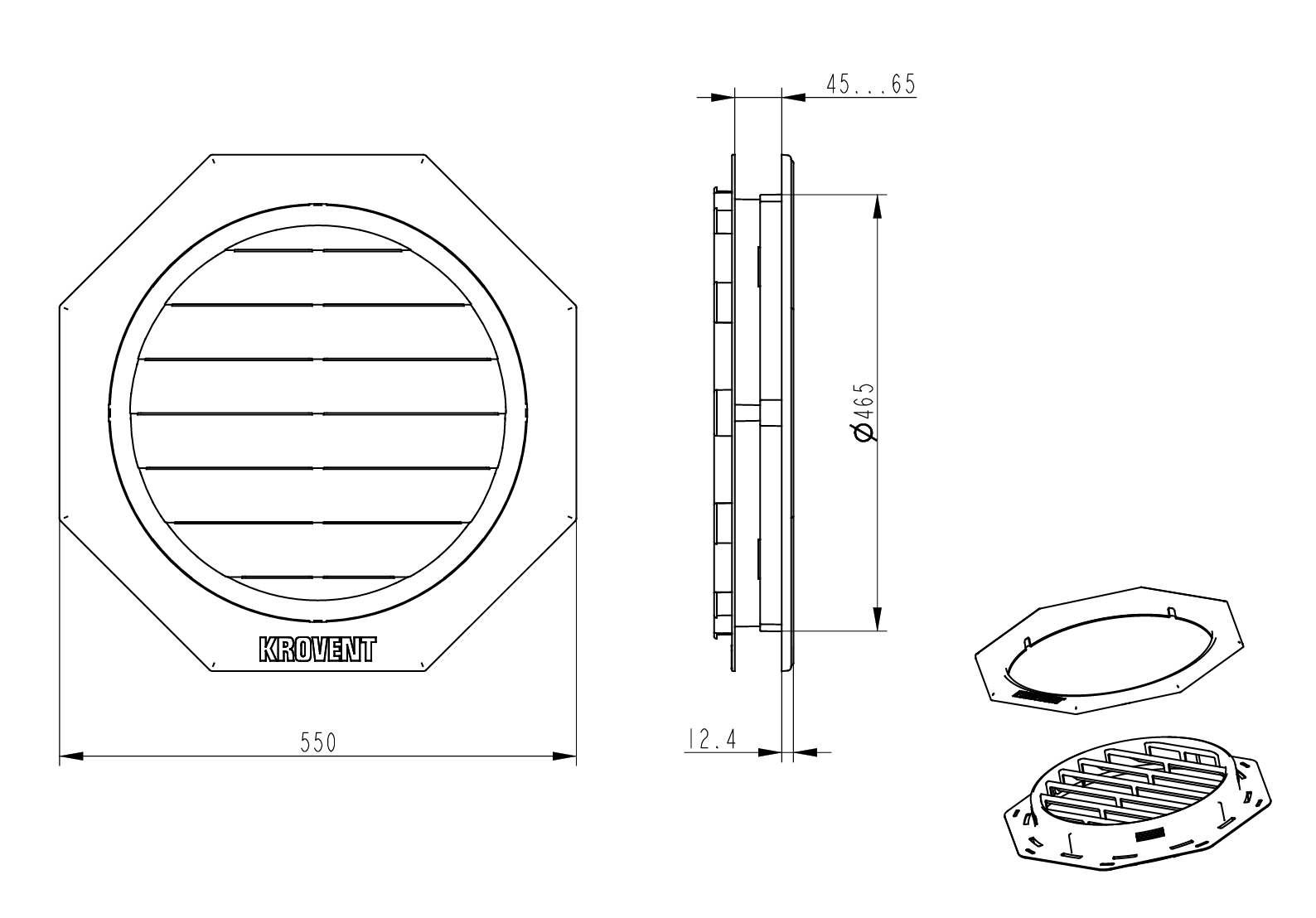 Krovent Окно для чердака 55х55см Ral 7024 — изображение 2