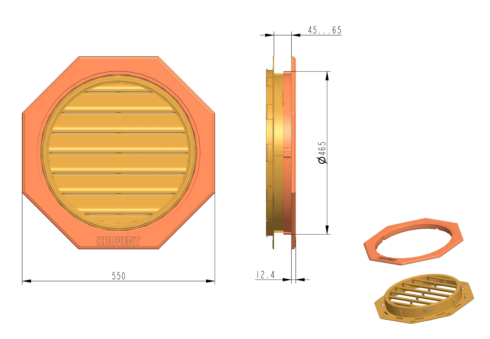 Krovent Окно для чердака 55х55см Ral 7024 — изображение 3
